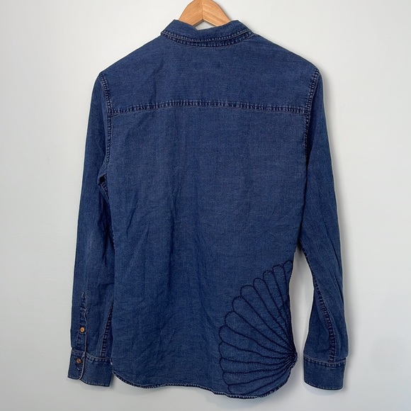 Jack And Jones Originals Indigo Denim Button-Up Shirt Embroidered Slim Fit Sz M - Picture 11 of 12